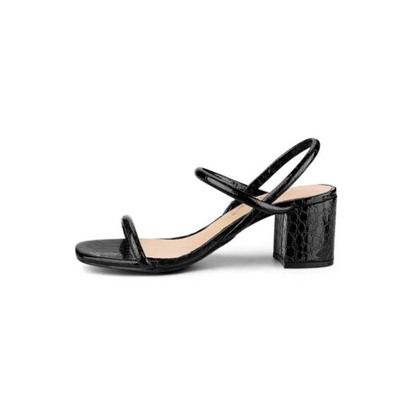 Allegra K Chunky Heel Open Toe Ankle Strap Sandals Black 7 - Picture 2 of 6